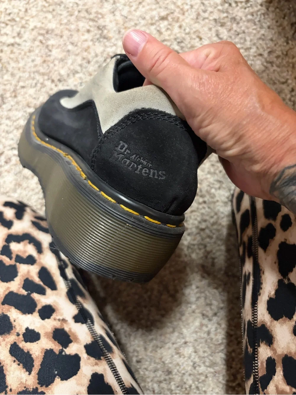 Dr. Martens Black and Tan Leather Low-Top shoes